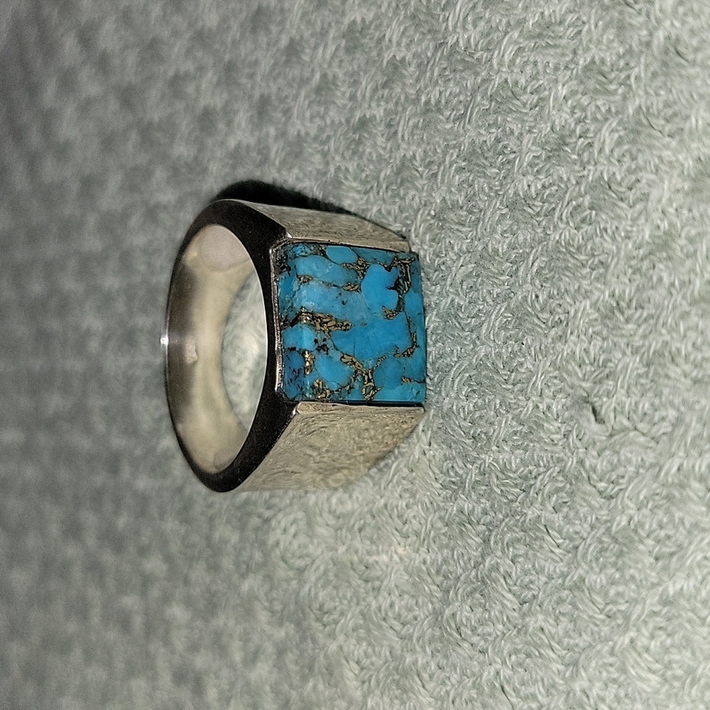 Mens Blue Copper Turquoise Ring